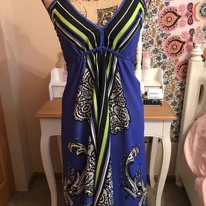 Vivid blue v cut dress